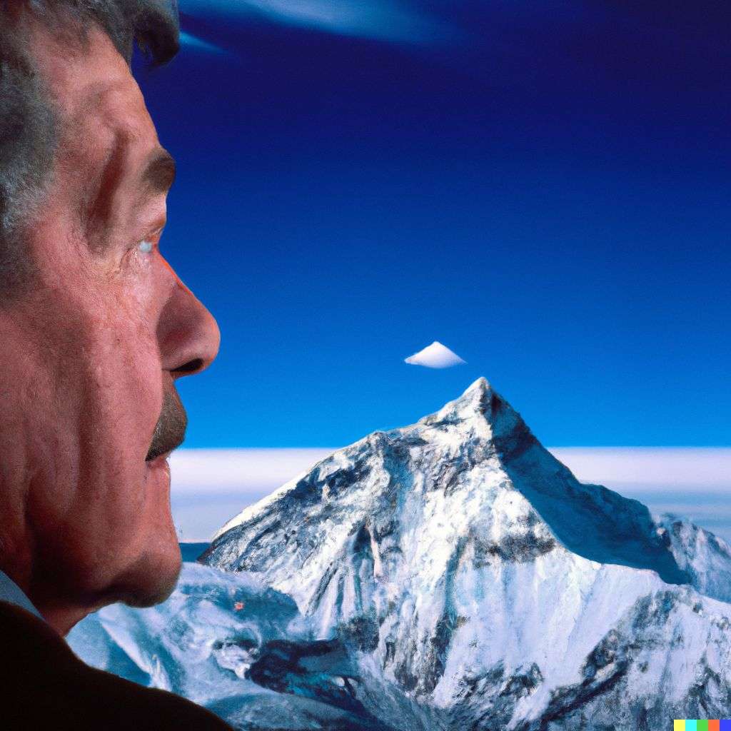 someone gazing at Mount Everest, photograph taken by Martin Schoeller